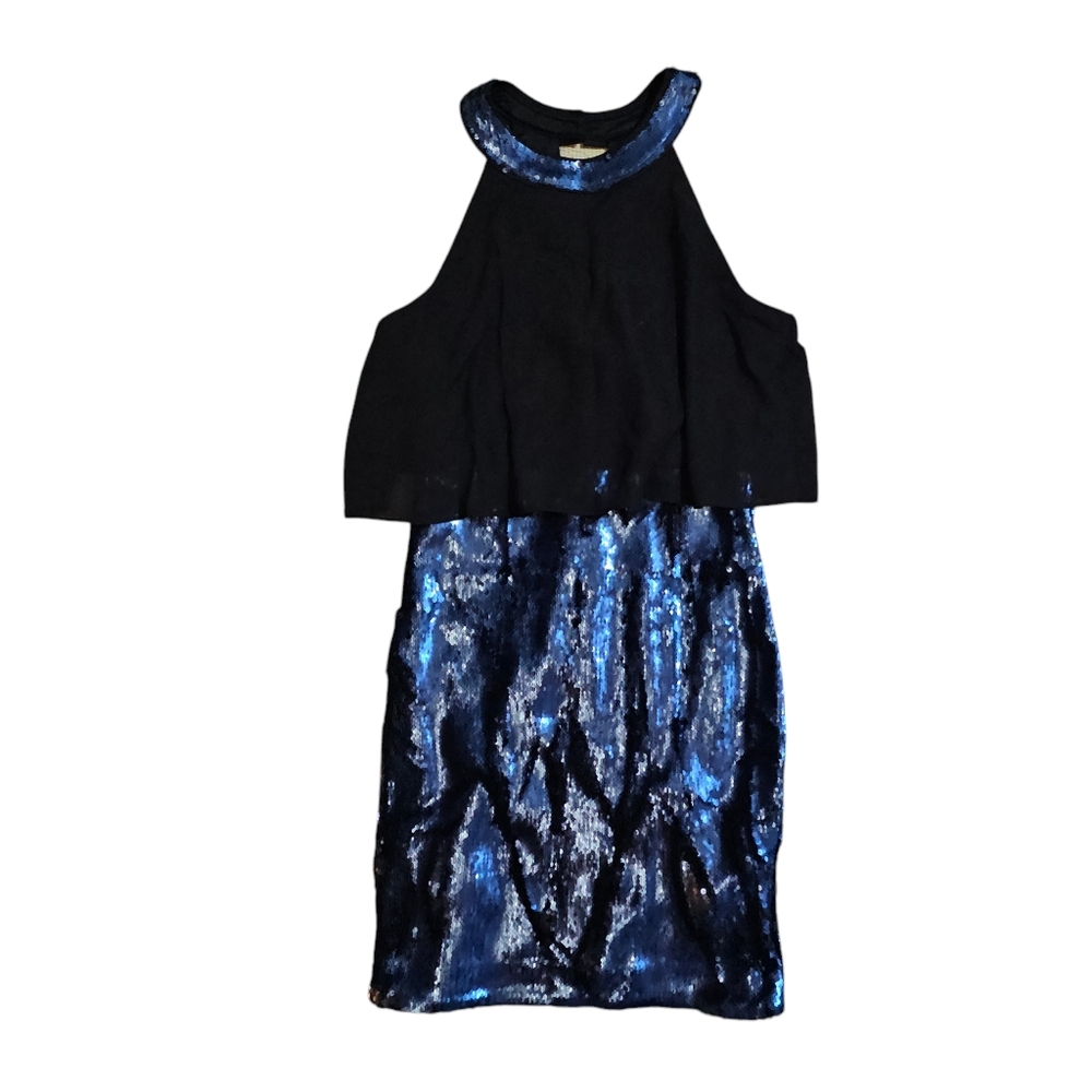 GUESS Cocktail Blue Cobalt Sequin Halter Dress 6